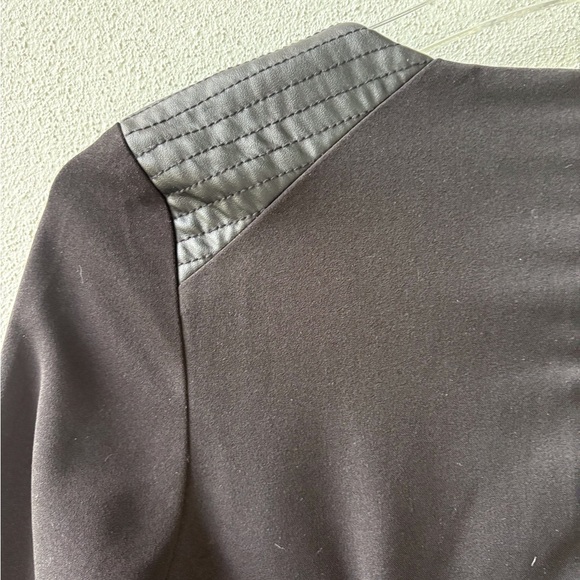 Runway Little Black Dress Size S Faux Leather Shoulders Goth Whimsy - Picture 5 of 10